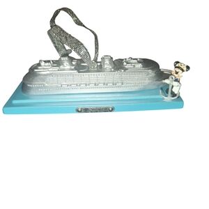Disney Cruise Line 25th Silver Anniversary Ship Captain Mickey Xmas Ornament NEW